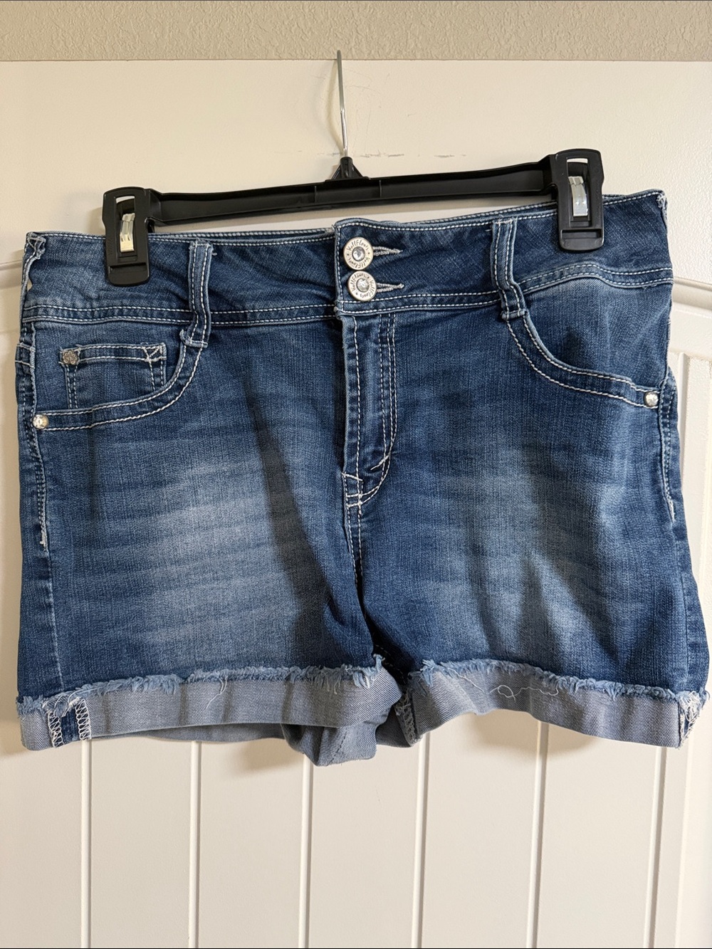 Wallflower Dark Blue Rolled Hem Jean Shorts